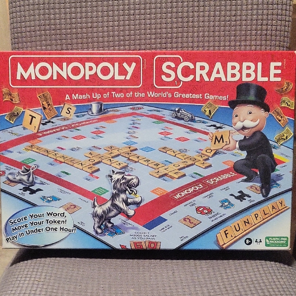 Hasbro Monopoly Scrabble Board Game - Red and White